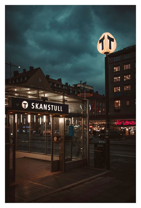 Fotokonst Skanstulls tunnelbana på Södermalm 